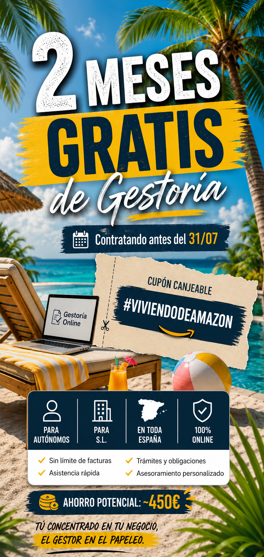 Promoción MuayTax verano 2026 — 2 meses gratis de gestoría contratando antes del 31 de julio con el cupón VIVIENDODEAMAZON